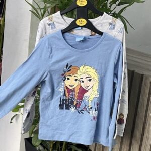 Primark 2in1 Disney frozen long sleeve light blue & grey t-shirt