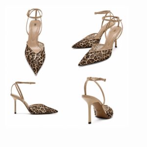 Zara printed mesh shoes sandals heel in leopard brown