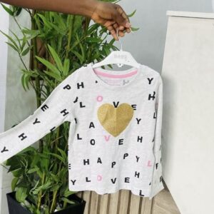 Primark gold heart long sleeve t-shirt bright grey girl kids