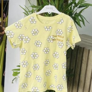 Primark sunface t-shirt in light yellow girl kids