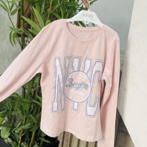 Primark light pink NYC glitter long sleeve t-shirt girls kids