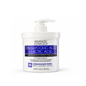 Advanced clinicals 10% glycolic acid + lactic acid exfoliating body cream