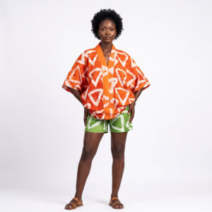 Home Adire lemon & orange pattern Short set