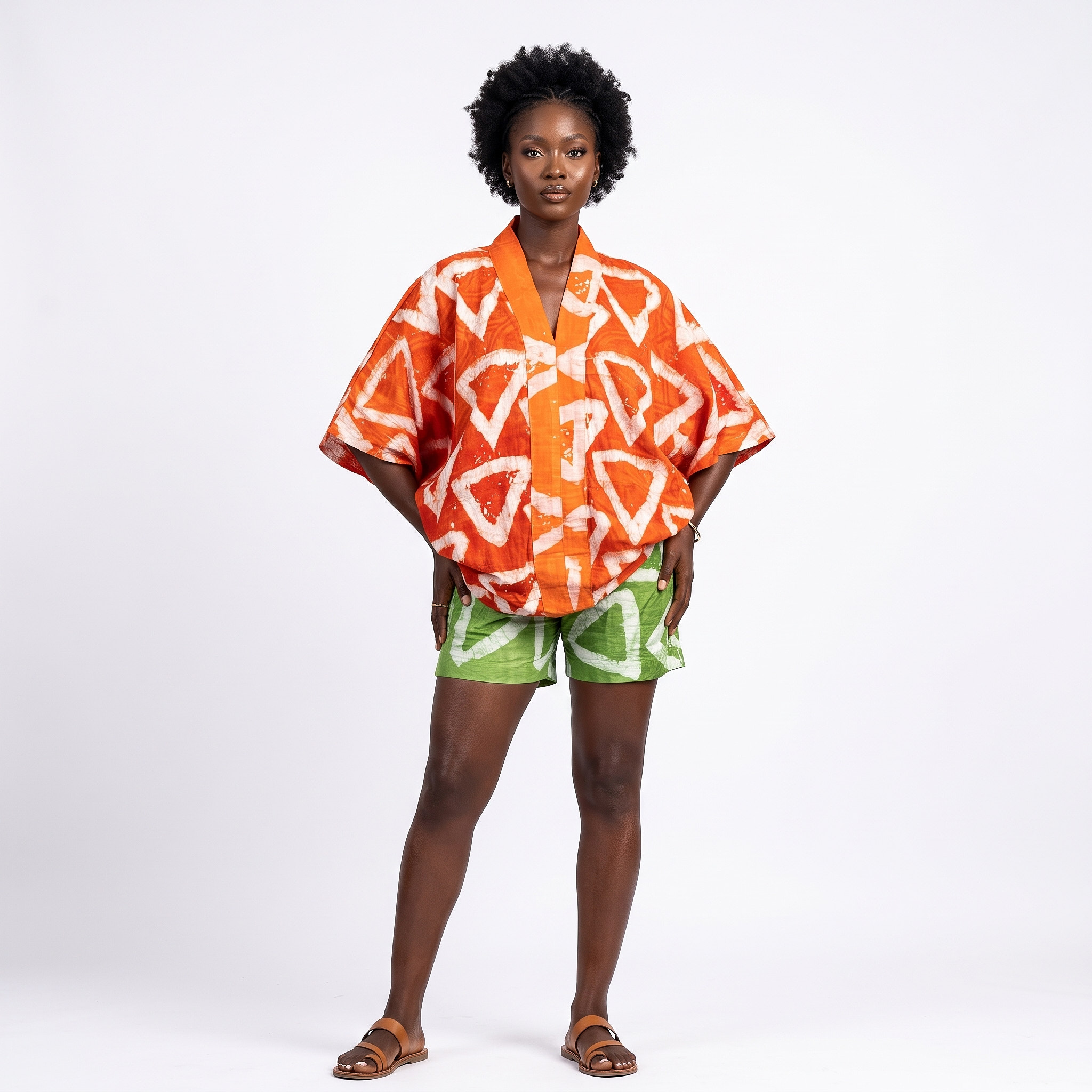Adire lemon & orange pattern Short set Adire lemon & orange pattern Short set