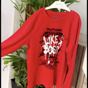 Primark long sleeve red 'like a boss' t-shirt boy kid