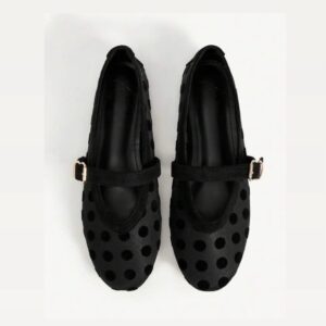 SHEIN polka buckle flat shoes in transparent mesh black