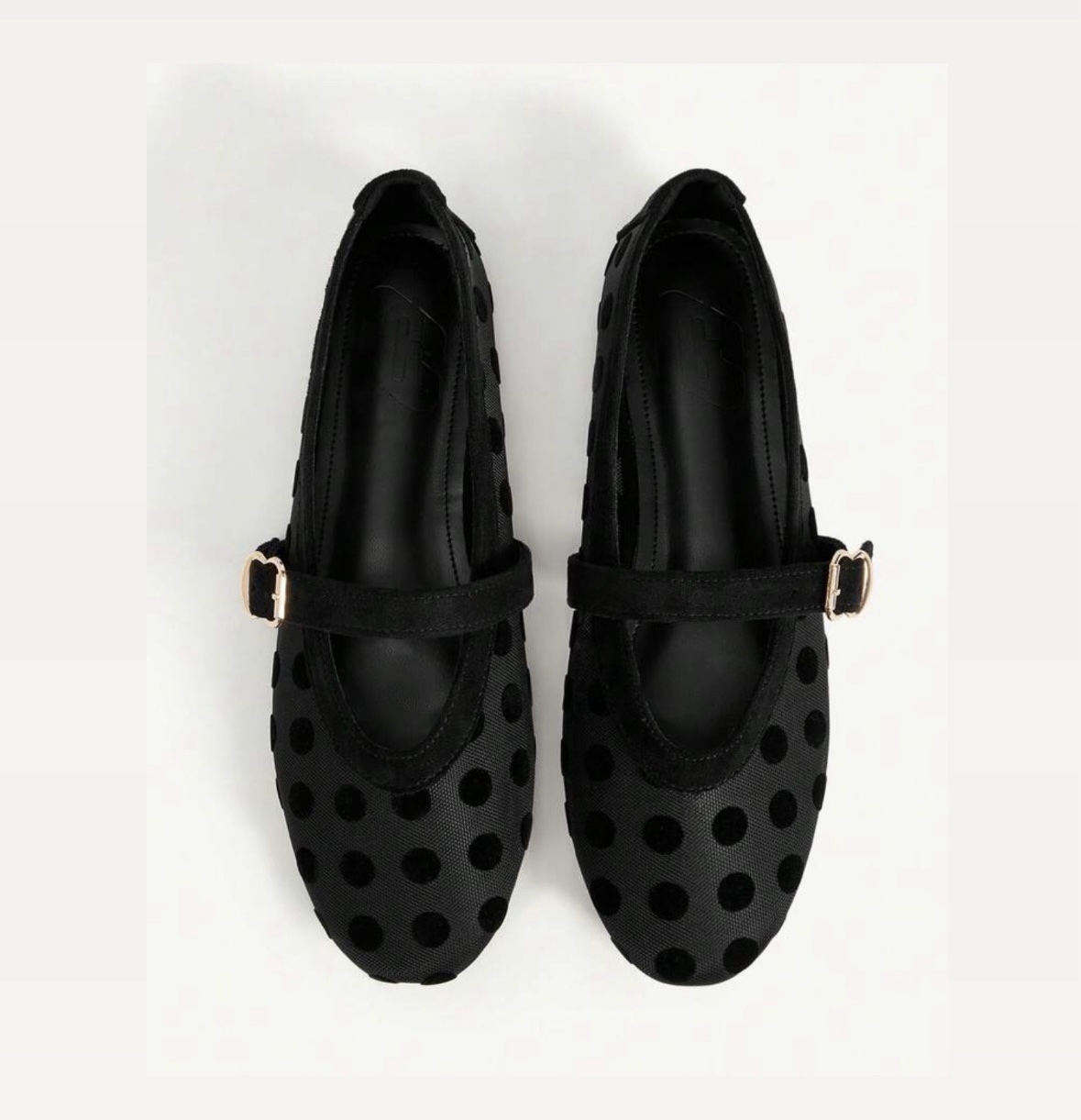 SHEIN polka buckle flat shoes in transparent mesh black SHEIN polka buckle flat shoes in transparent mesh black