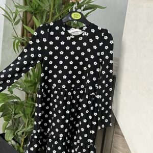 Primark jersey dress in black with white flowers girl kids