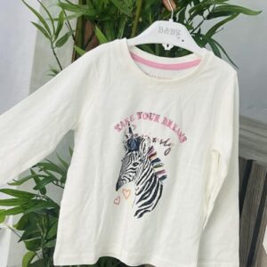 Primark 'Take your dreams zebra' long sleeve t-shirt cream girl kids
