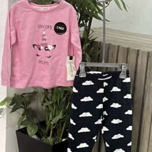 Threadcub two piece set pink & navy blue pj for girls