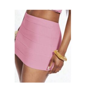 SHEIN micro mini bandage skirt in baby pink  10