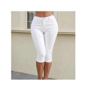 SHEIN capri jean style design in white with pockets