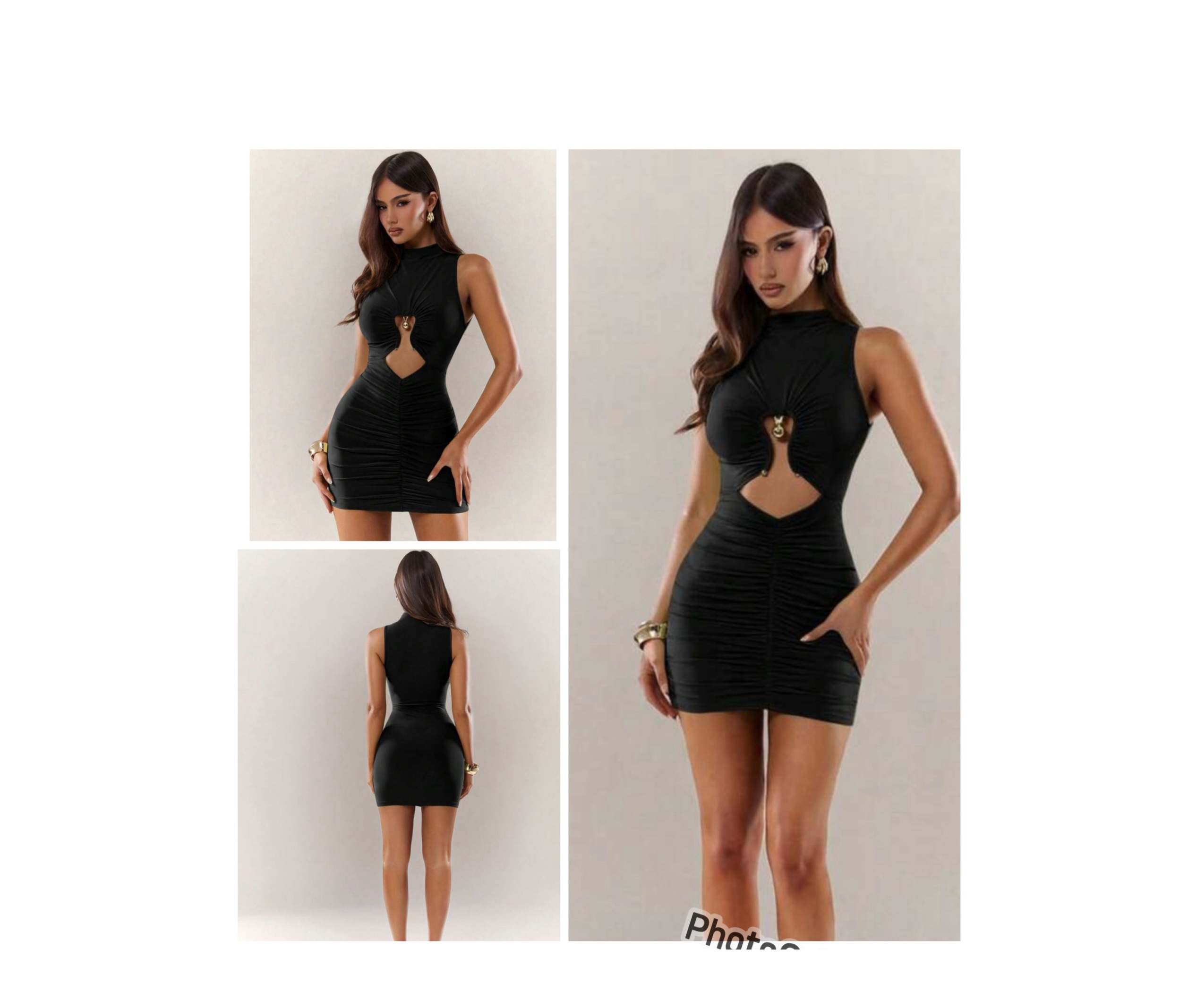 SHEIN tank high neck cut out bodycon mini dress in black m SHEIN tank high neck cut out bodycon mini dress in black m - Image 2