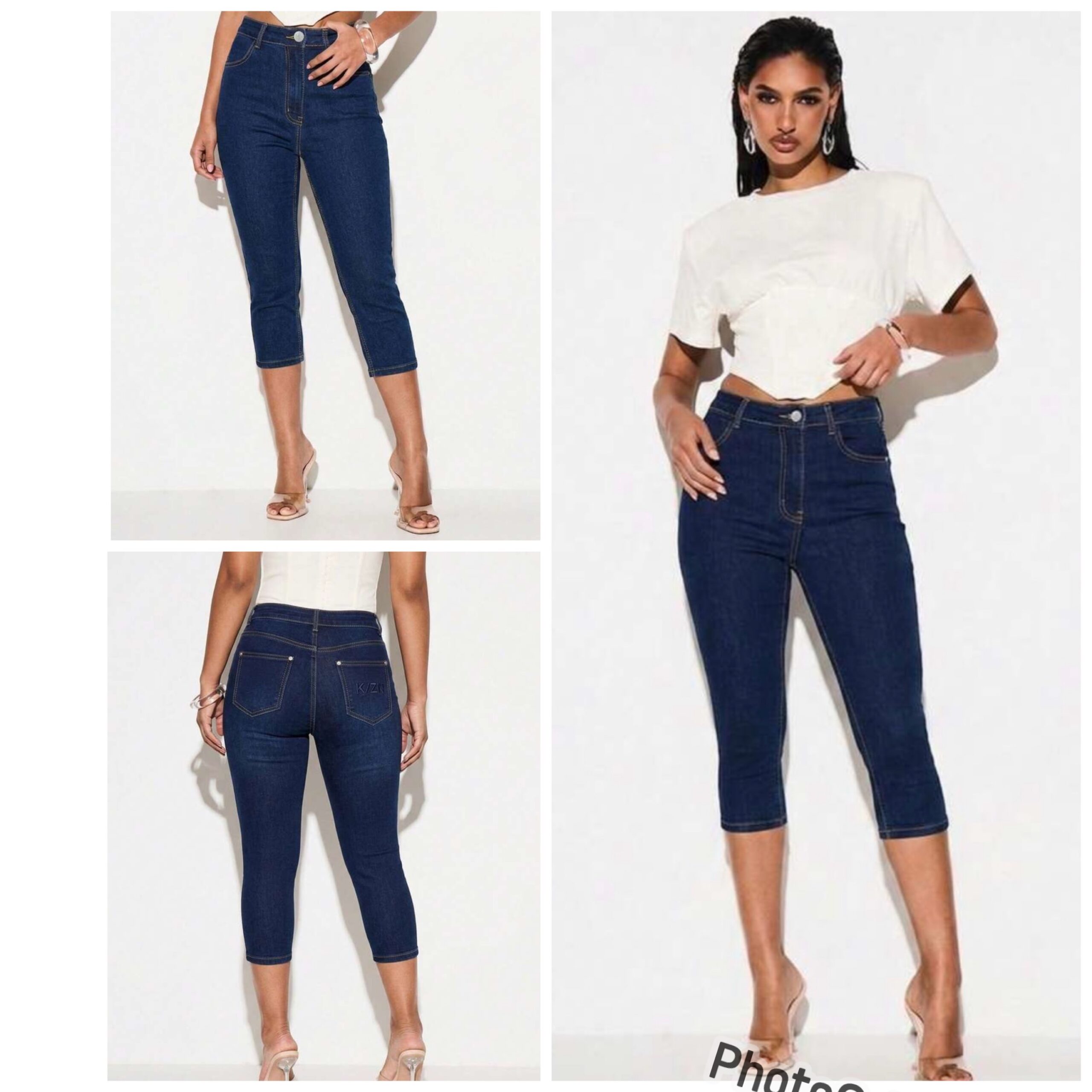 SHEIN high rise skinny kizn capri denim jeans in dark blue SHEIN high rise skinny kizn capri denim jeans in dark blue - Image 2