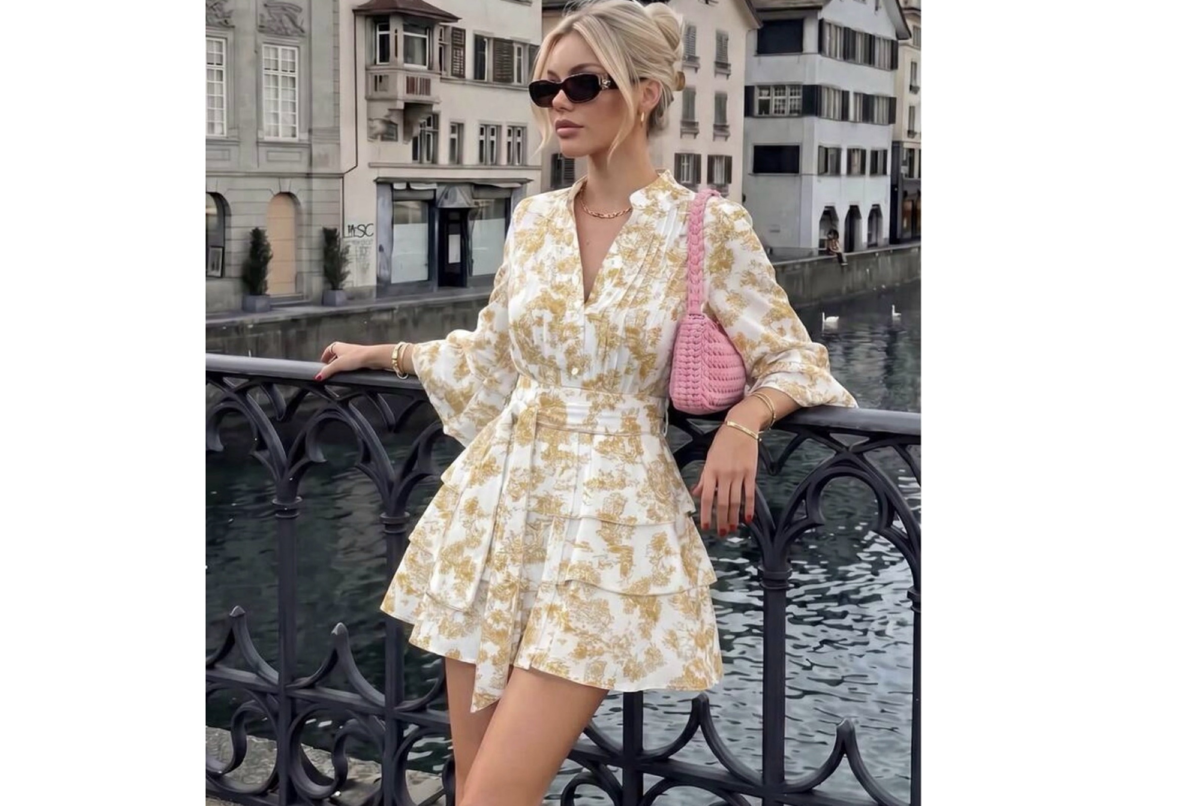 SHEIN classy floral dress in yellow multicolor XL SHEIN classy floral dress in yellow multicolor XL