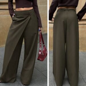 SHEIN wrap suit trouser  business style pant in Army green 12/14