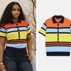 Zara stripe knit polo shirt in multi color