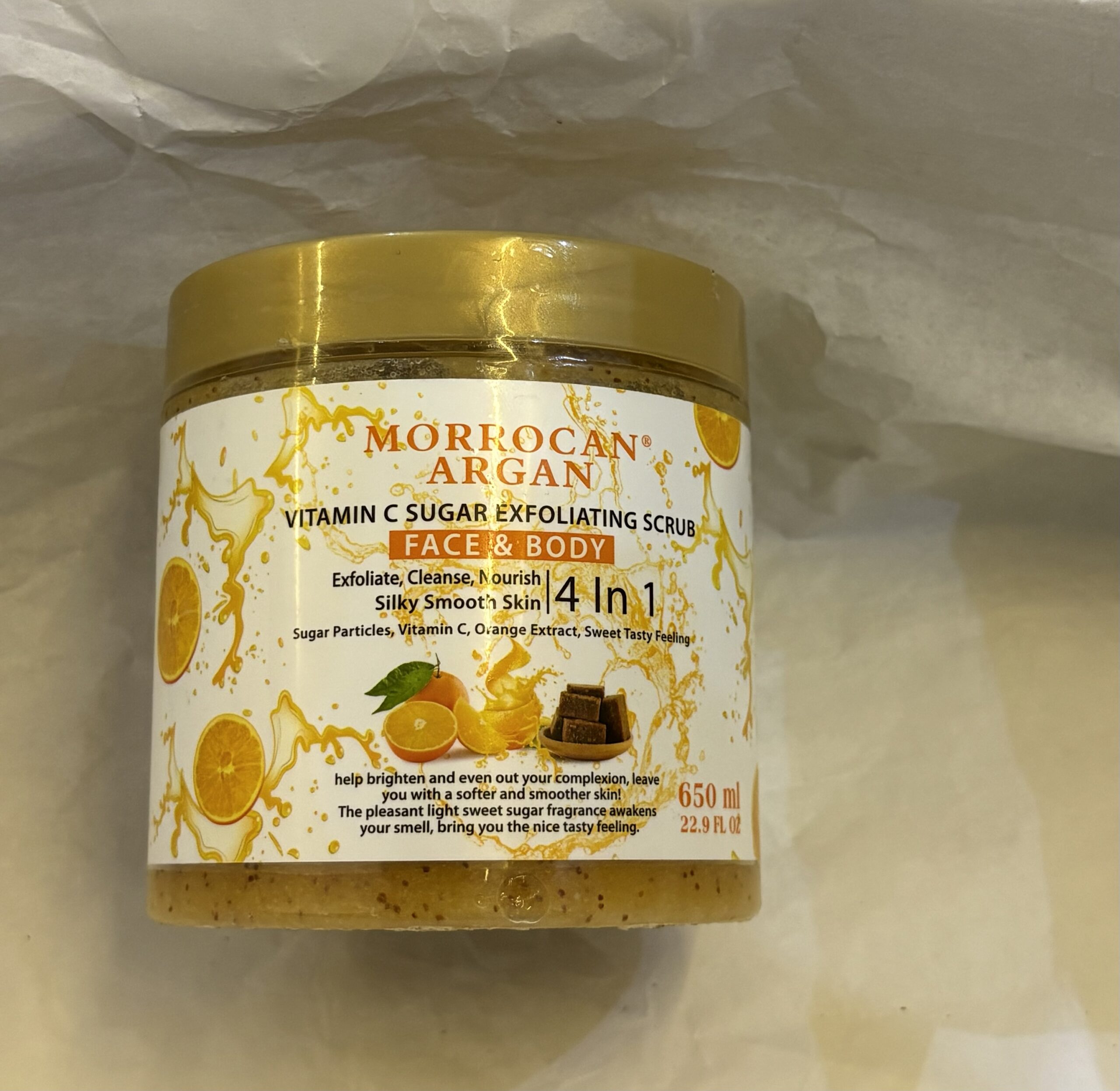 Morrocan Argan vitamin c sugar exfoliating scrub 650ml Morrocan Argan vitamin c sugar exfoliating scrub 650ml
