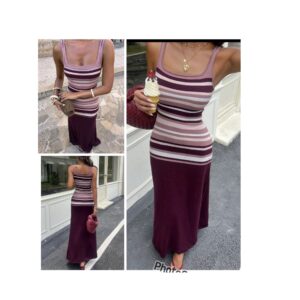SHEIN classy cami  knit multi color dress in dark purple burgundy mix