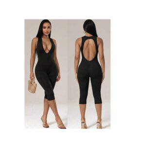 SHEIN halter classy  romper bandage like club sexy jumpsuit in black