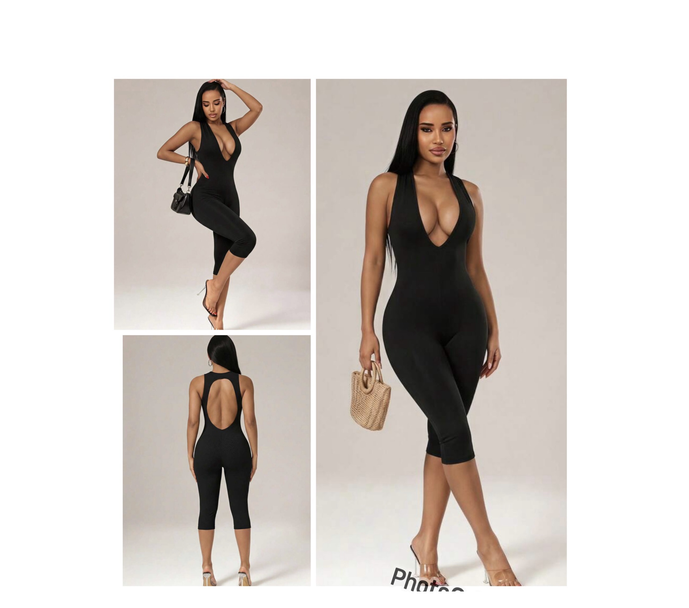 SHEIN halter classy romper bandage like club sexy jumpsuit in black SHEIN halter classy romper bandage like club sexy jumpsuit in black - Image 2