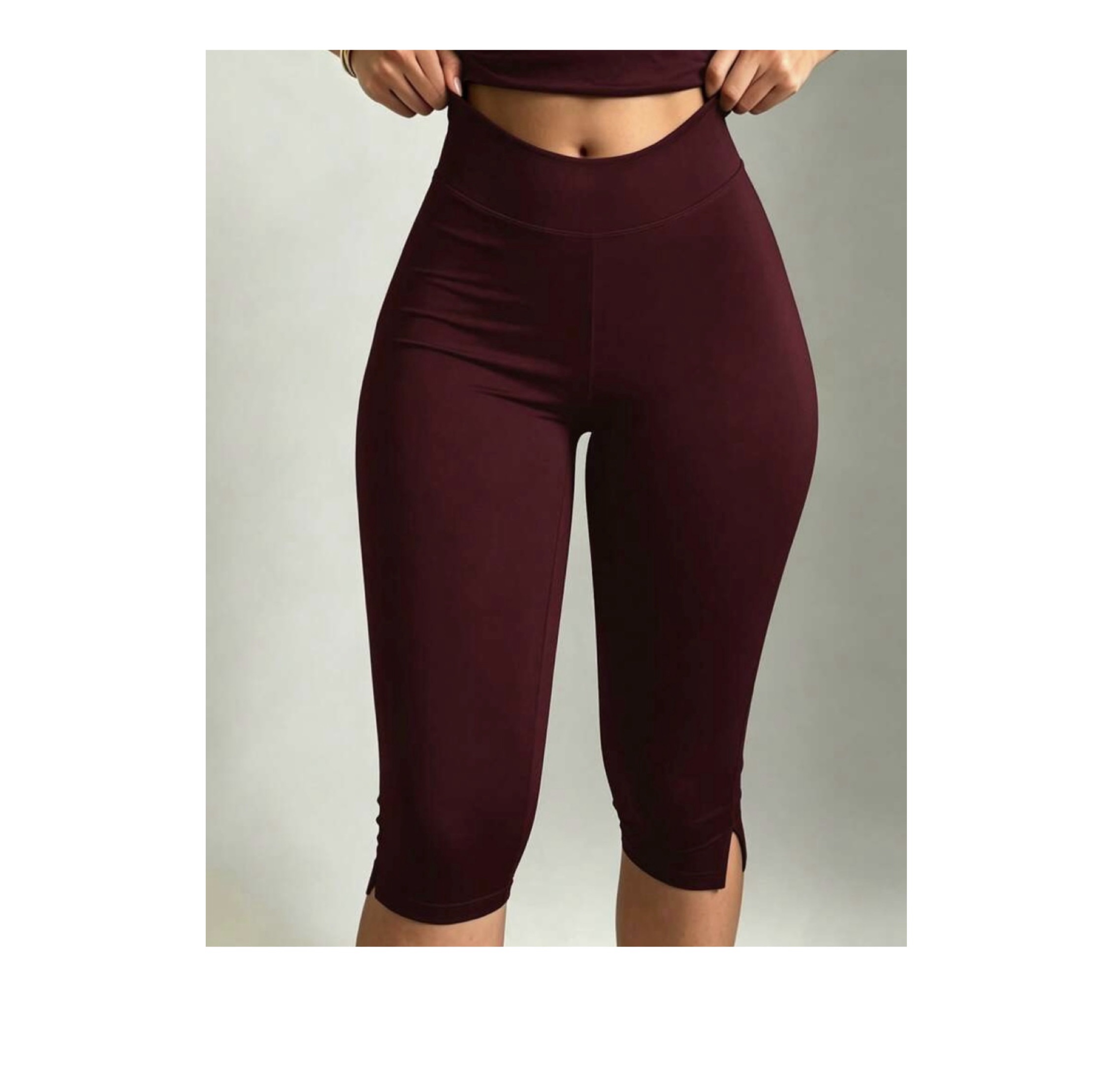 SHEIN solid capri pants in burgundy with side slit M SHEIN solid capri pants in burgundy with side slit M