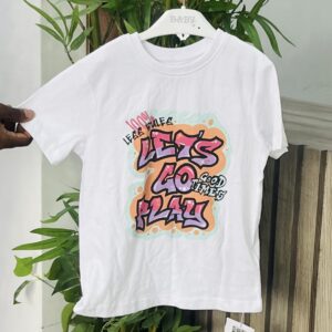 Primark white 'lets go play' t-shirt girl kids
