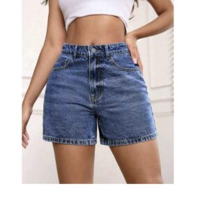 SHEIN high waisted denim shorts in  dark blue wash jeans L