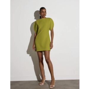 SHEIN  cape sleeve classy Zara style mini dress in lemon green L