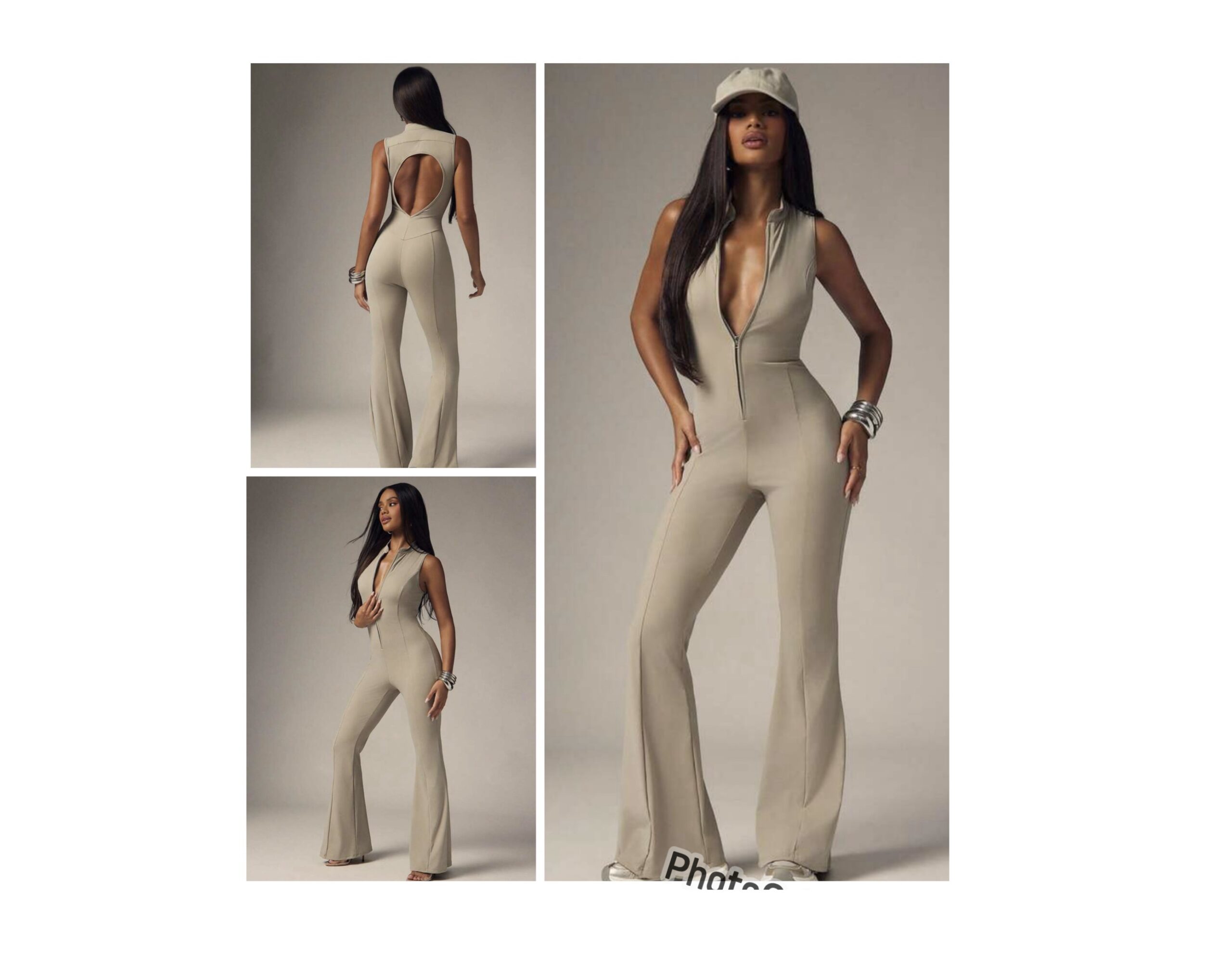 SHEIN solid super stretch jumpsuit in brown nude grey M SHEIN solid super stretch jumpsuit in brown nude grey M - Image 2
