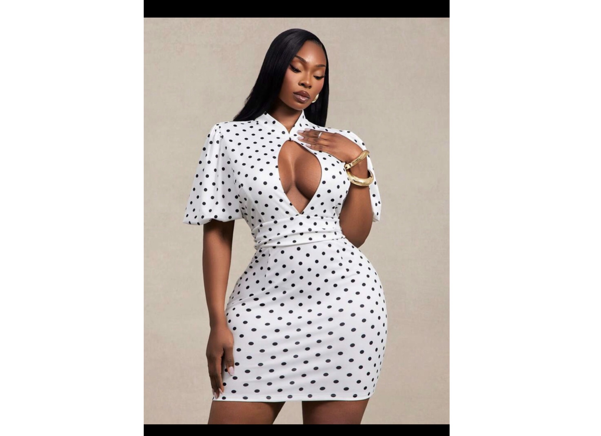 SHEIN plus keyhole sexy mini dress in polka dot in white & black XL SHEIN plus keyhole sexy mini dress in polka dot in white & black XL