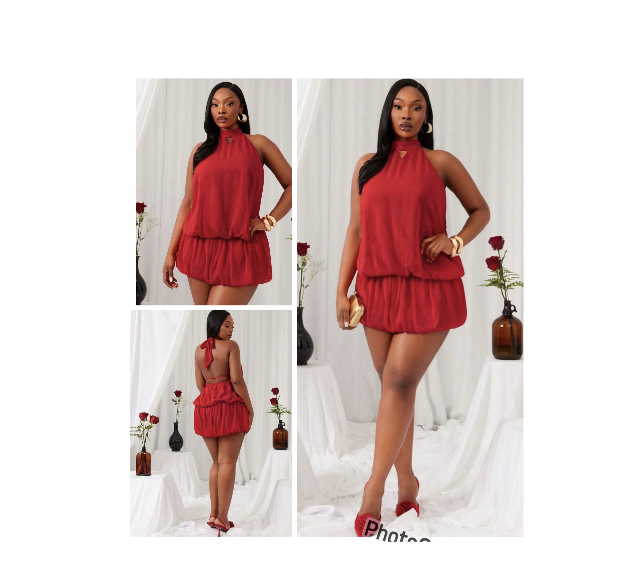 SHEIN halter key hole ruffle backless dress in red 18 (1XL) SHEIN halter key hole ruffle backless dress in red 18 (1XL) - Image 2