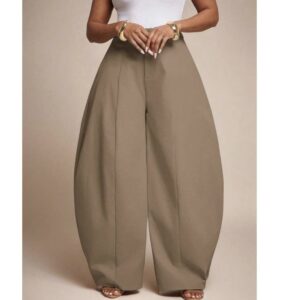 Shein high waist barrel  pant in mocha brown