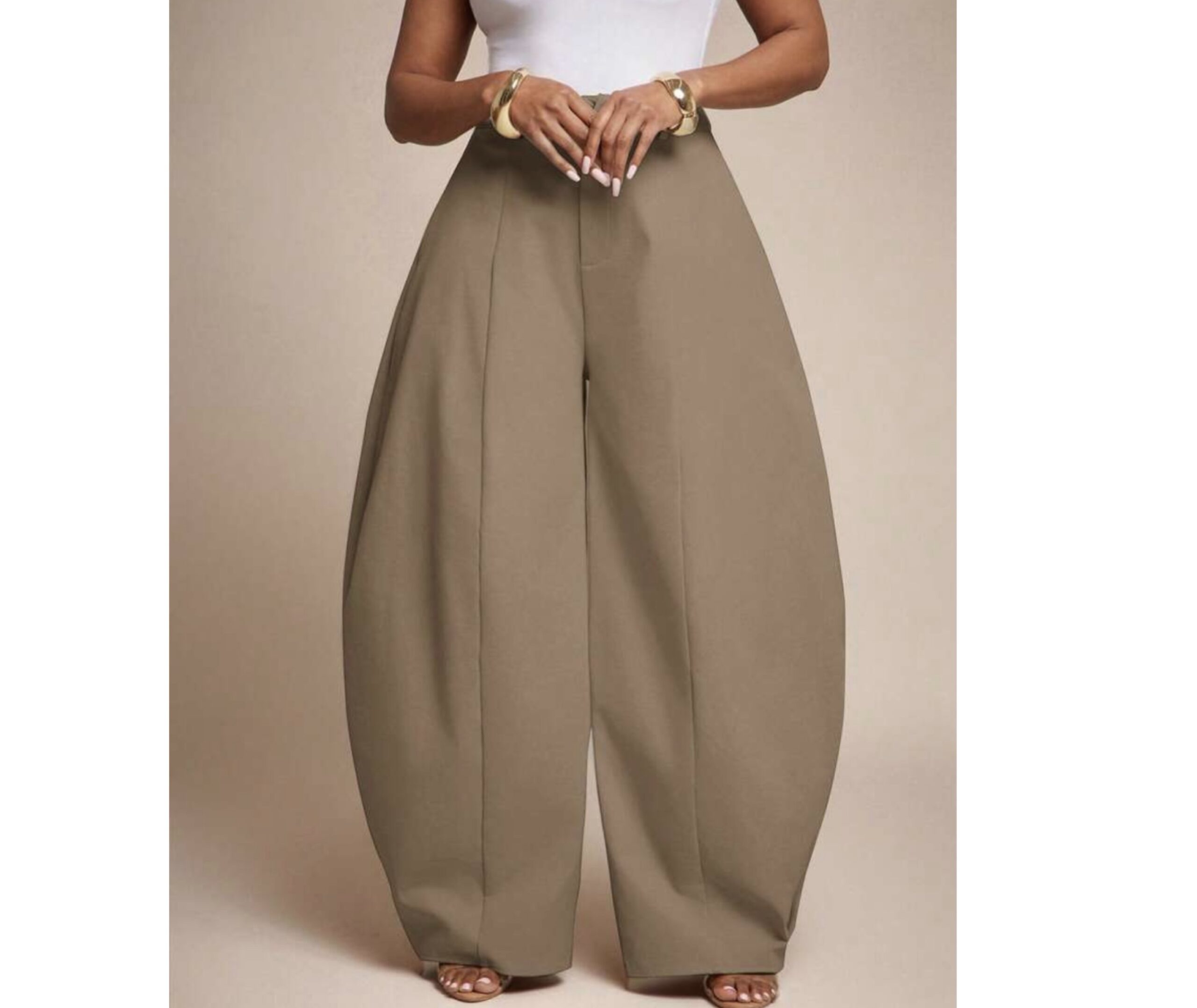 Shein high waist barrel pant in mocha brown Shein high waist barrel pant in mocha brown