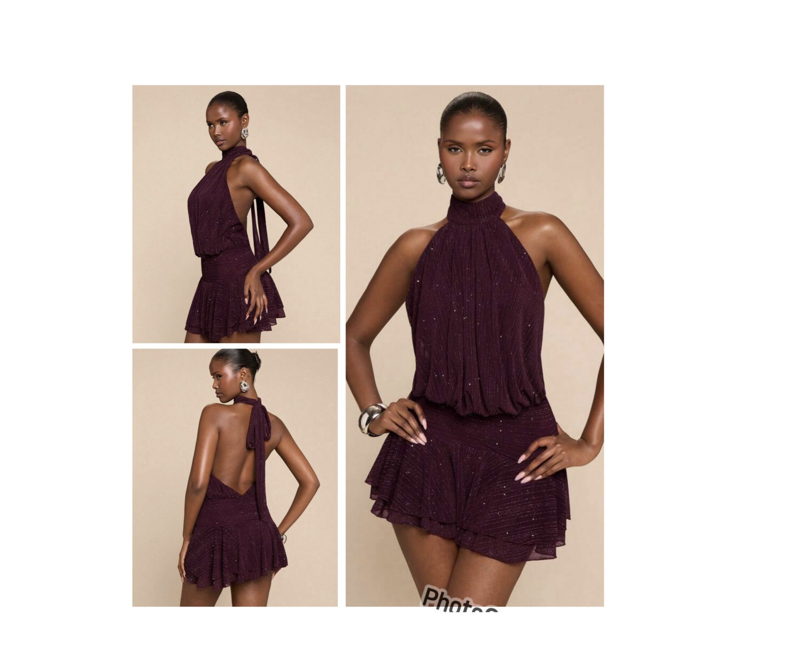 SHEIN halter glitter mini party dress in purple M SHEIN halter glitter mini party dress in purple M - Image 2