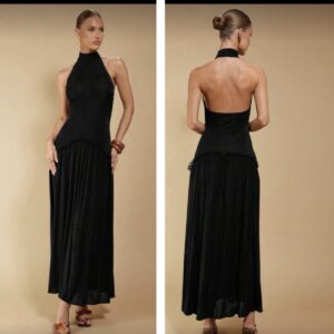 Shein halter backless dress in black 16