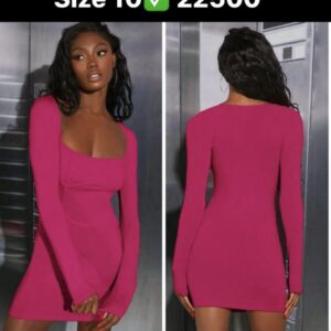 shein square neck pink bodycon dress 10
