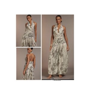 SHEIN hauture abstract two piece halter top animal print & palazzo set in multicolor M