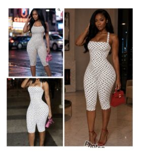 SHEIN halter playsuit romper polka dot in white & black mix M