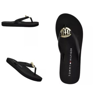 Tommy Hilfiger logo flip flop slippers in black
