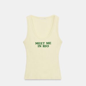 Zara slogan ribbed top in light yellow tank meet me in rio L