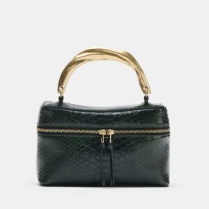Zara embossed effect vanity bag in green top handle