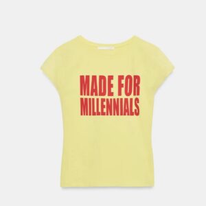 Zara short sleeve slogan Tshirt in yellow L