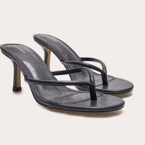 Plt round toe thong mules in black 41