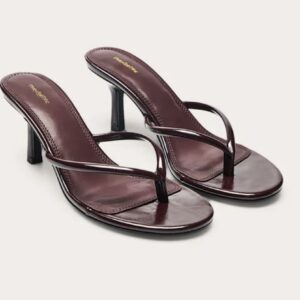 Plt round toe thong chocolate plum mules 38