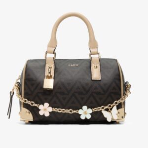 Aldo barrel irisea hand bag in brown mix logo