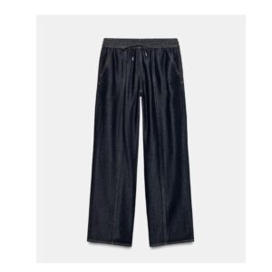 Zara high waist wide leg jogger jeans in dark blue denim XL