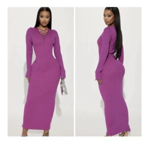 Fashionnova solid magenta/pinkish purple midi criss cross front dress