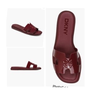 Dkny women’s Columba slide flat sandals flat slippers in ruby red patent