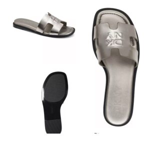 Dkny women's Columba slide flat sandals flat slippers in champagne metallic